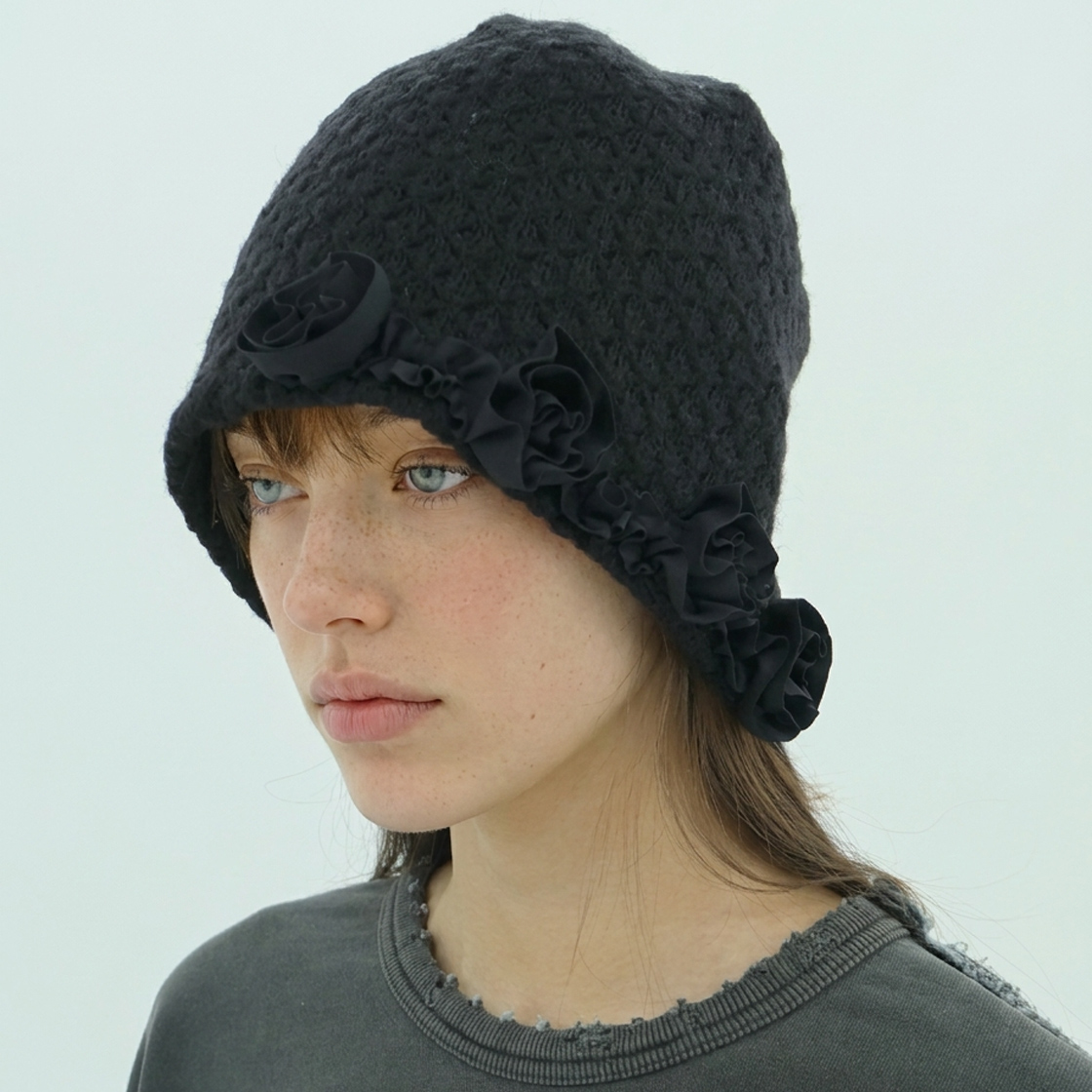 더그레이티스트 로즈테이프 비니 블랙(THE GREATEST Rose Tape Beanie Black) - 2
