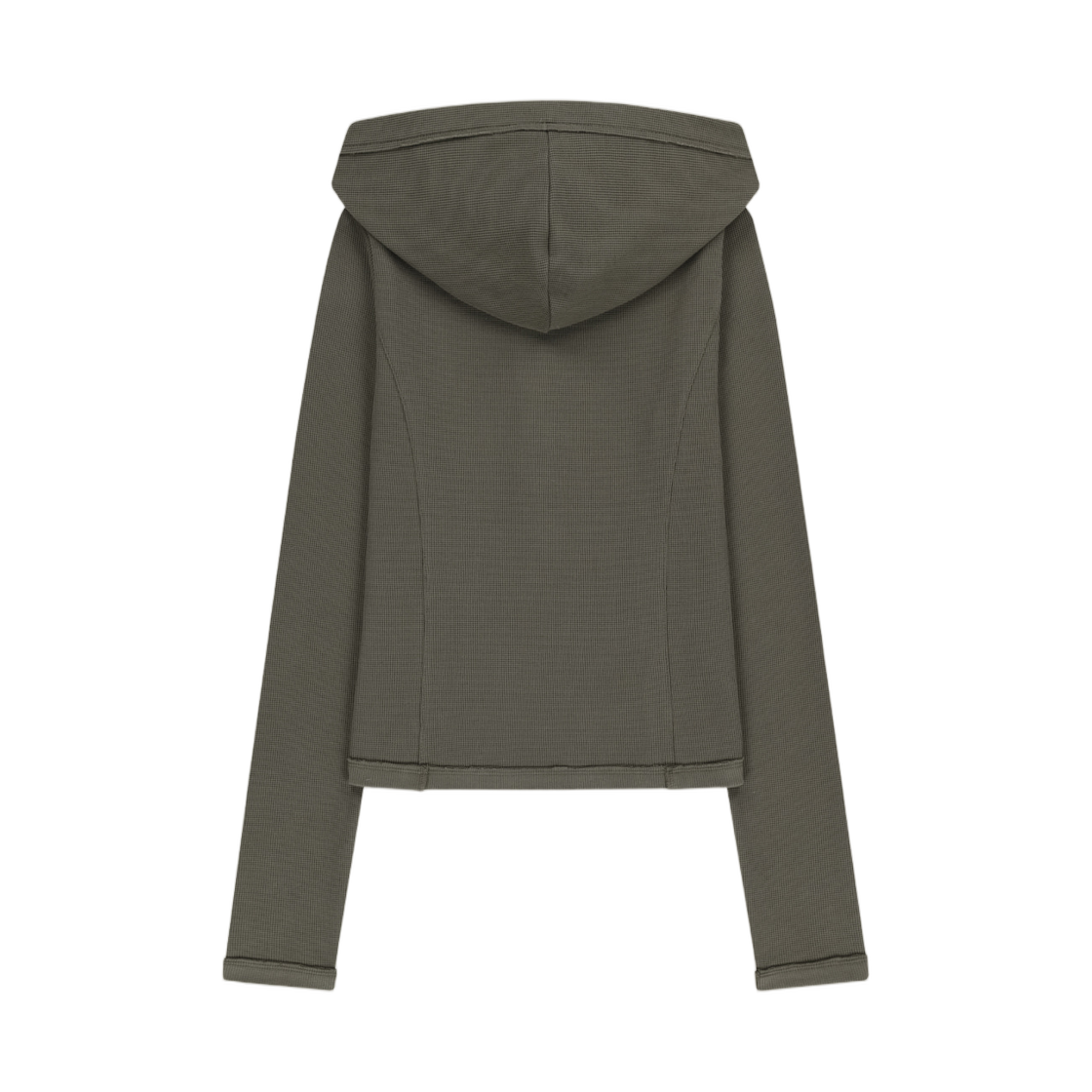 (W) 마뗑킴 와플 헨리 넥 후드 탑 카키((W) Matin Kim Waffle Henley Neck Hood Top In Khaki) - 2