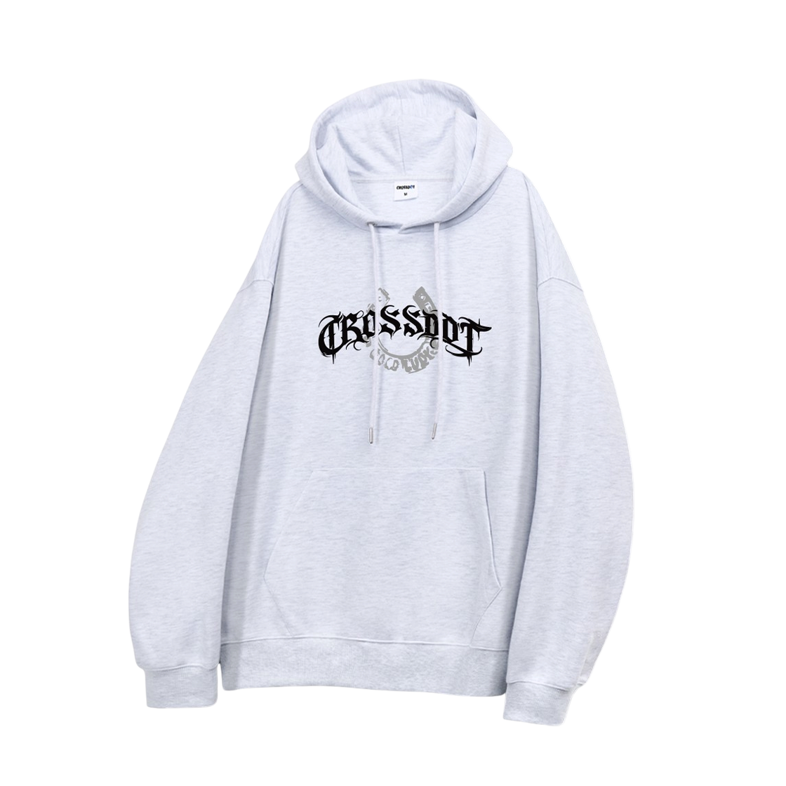 CRDI_4004_White Melange CROSSDOT The Black Herald Oversized fit hooded t-shirt 5 Color [CRDI_4004]_White Melange