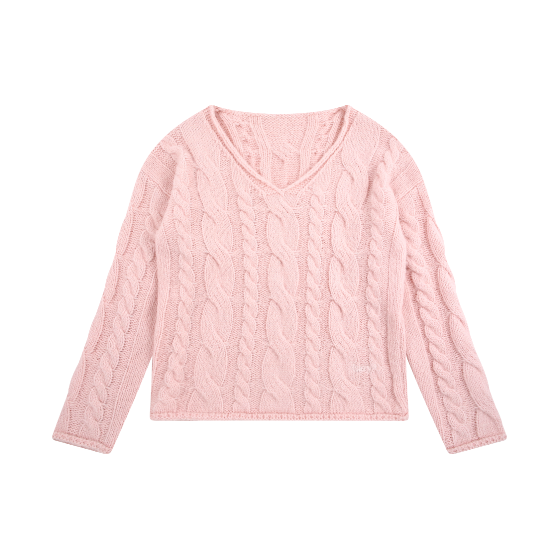 26FWT19-PK-F LAZYZ Pretzel Cable Knit Pink
