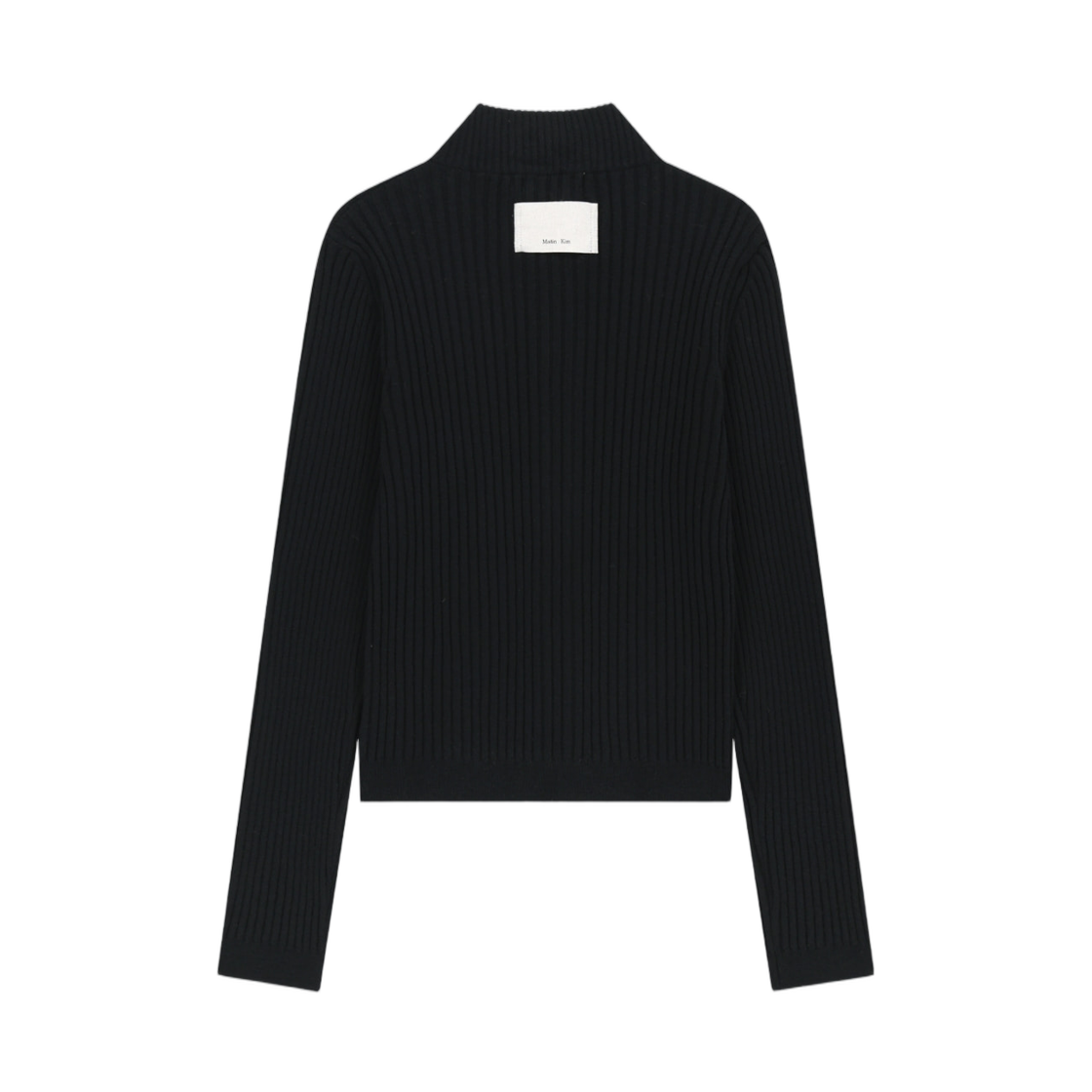(W) 마뗑킴 핸드 스티치 슬림 핏 니트 집업 블랙((W) Matin Kim Hand Stitch Slim Fit Knit Zip Up In Black) - 2