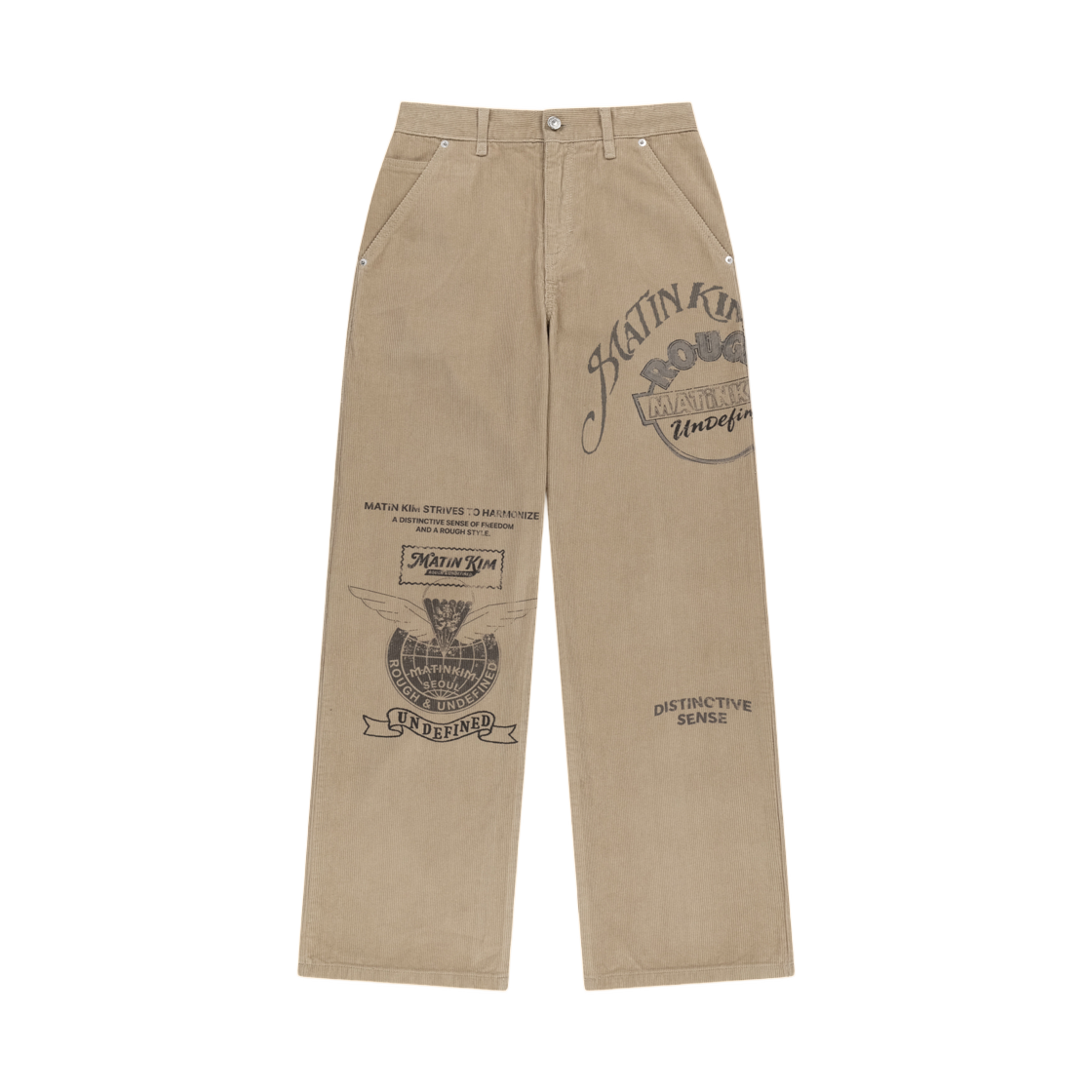 MK269OPT332UBE Matin Kim Graphic Corduroy Pants In Beige