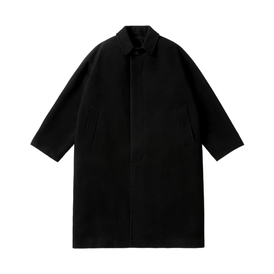 26AAP-01-19 A.Presse Cashmere Silk Balmacaan Long Coat Black - 26FW