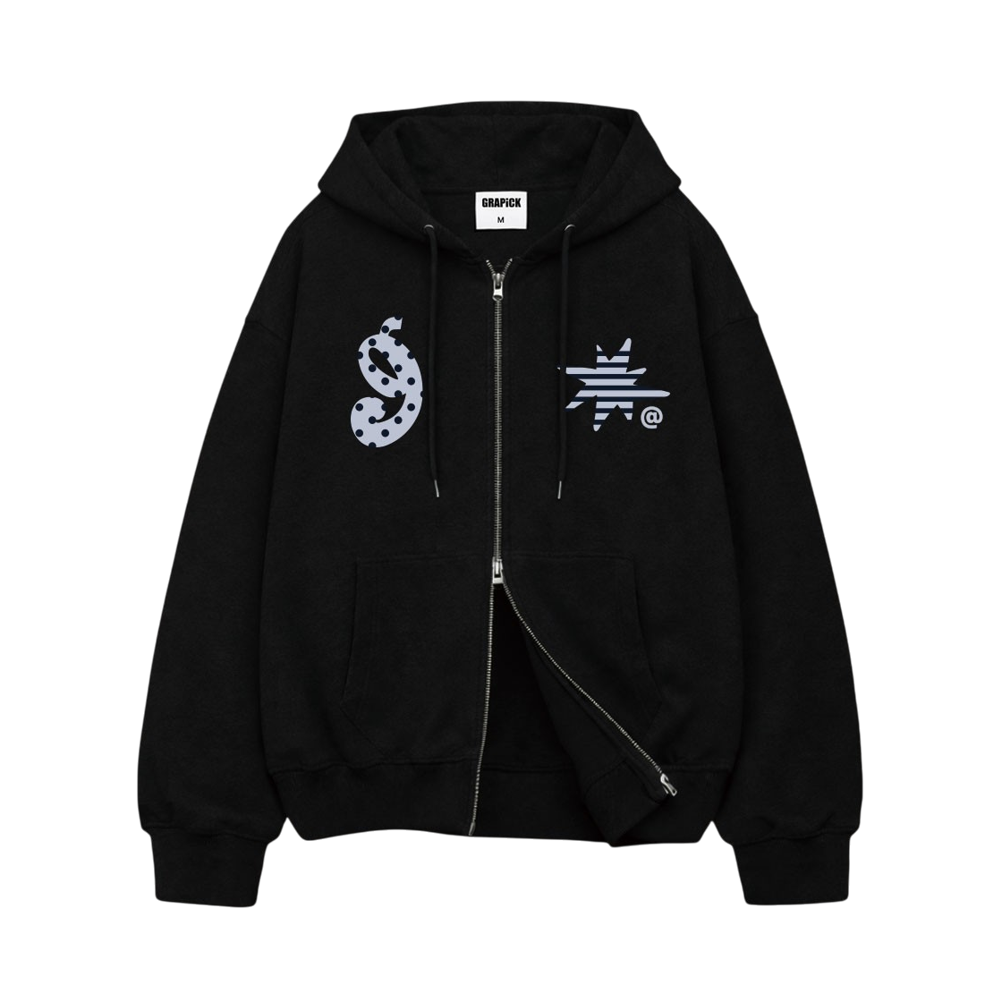GRPH_6002_Black GRAPICK Scoby 2WAY Oversized-fit Hooded Zip-Up 4 Color [GRPH_6002]_Black