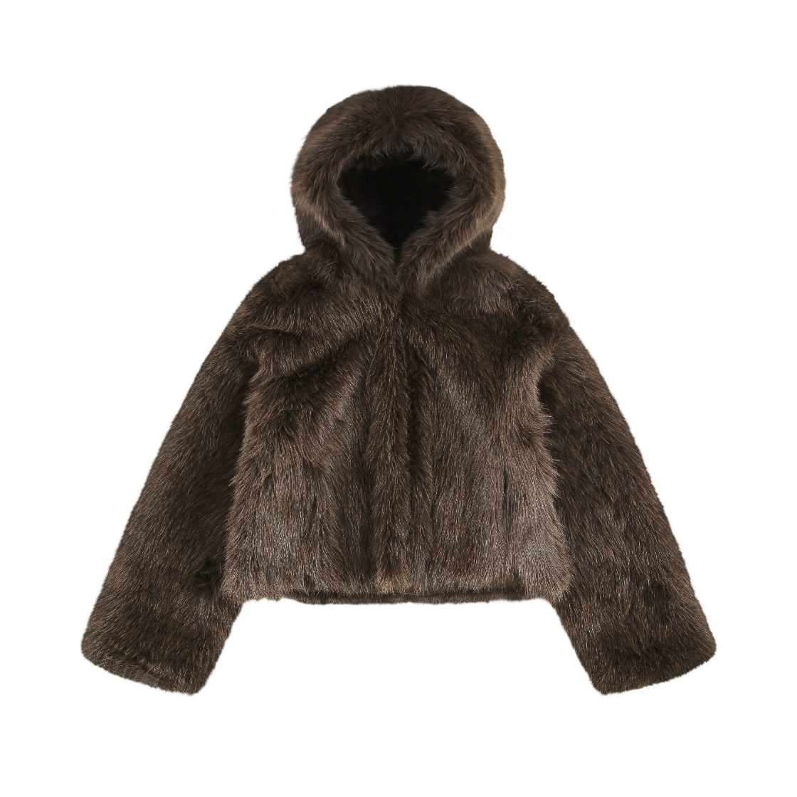 26FWT32-BR-F LAZYZ Hug Fur Hood Jacket Brown