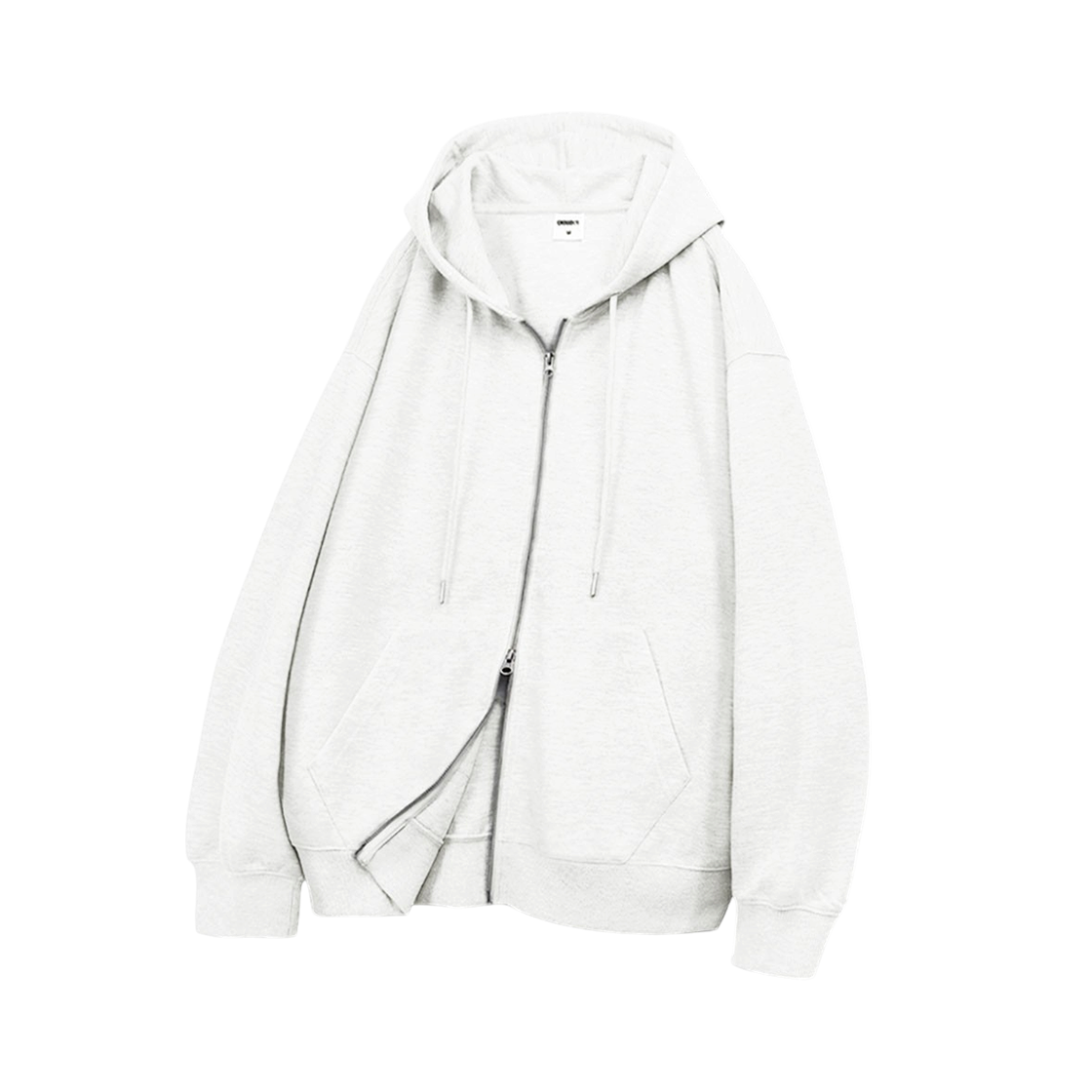 CRDH_4001_White CROSSDOT Low2-WayOversizedHoodieZip-Up 4 Color [CRDH_4001]_White