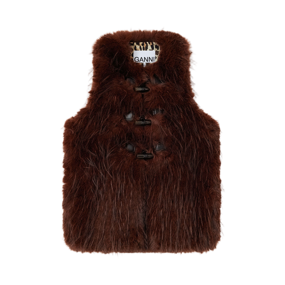 (W) 가니 베스트 얼터너티브 퍼 치커리 커피((W) Ganni Vest in Alternative Fur Chicory Coffee)