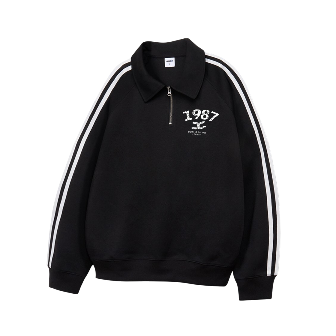 CRDM_4004_Black CROSSDOT 1987 Wild Oversized fit track collar half zip-up sweatshirt 2 Color [CRDM_4004]_Black