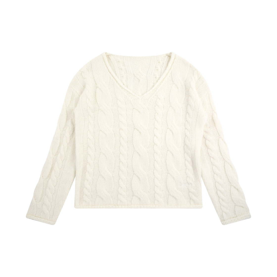 26FWT19-IV-F LAZYZ Pretzel Cable Knit Ivory