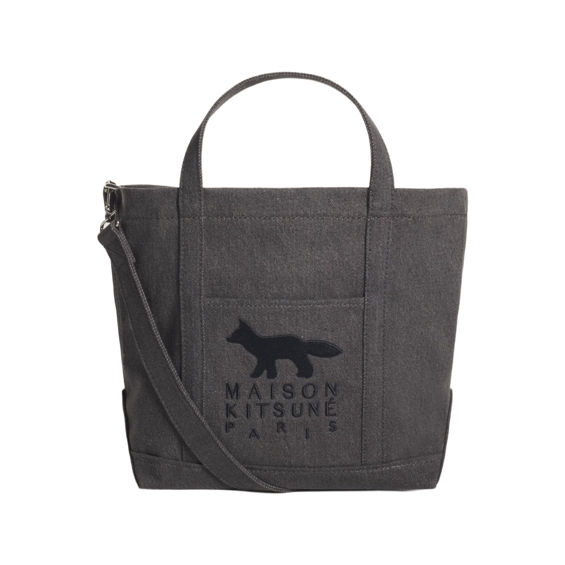 MRUBT13WD4032-0594 Maison Kitsune Profile Fox Small Tote Washed Black