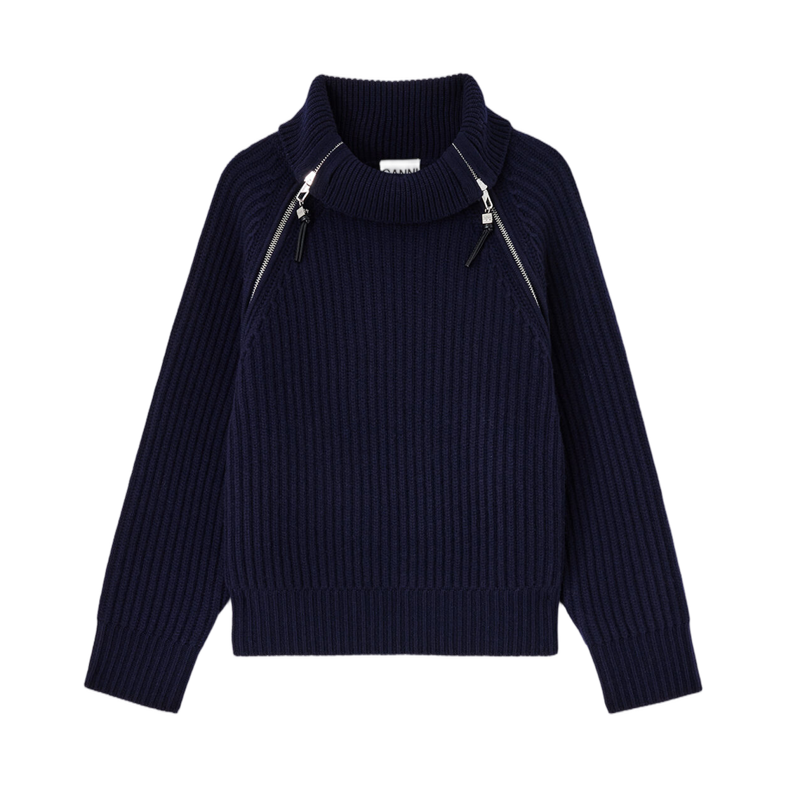 A1150043-683 (W) Ganni Turtleneck in Blue Wool Sky Captain