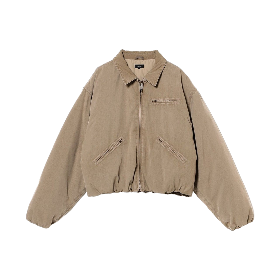 11-18-3296-139 Beams Wide Short Fit Fade Duck Down Jacket Taupe