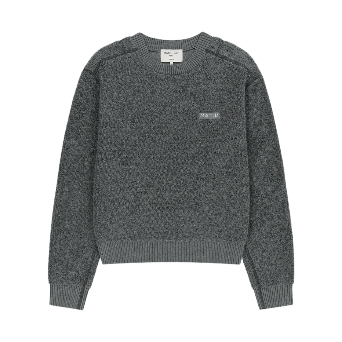 MK269OPO336UGY Matin Kim Boucle Texture Knit Pullover In Grey