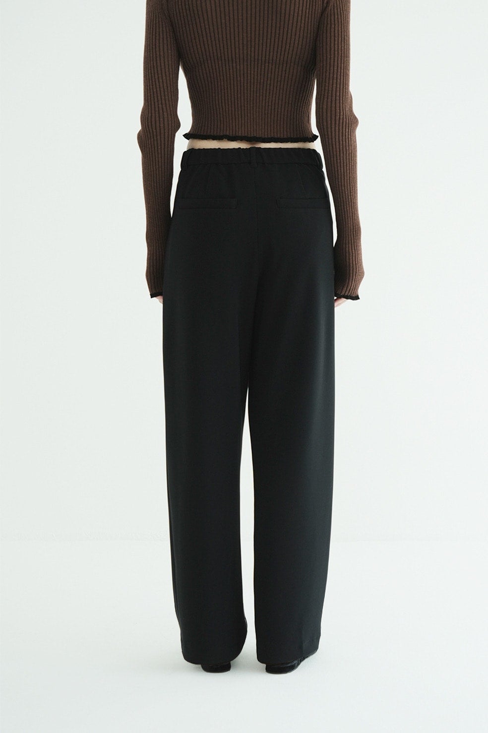 클라네 립 스트라이프 턱 팬츠(CLANE Rib Stripe Tuck Pants) - 5