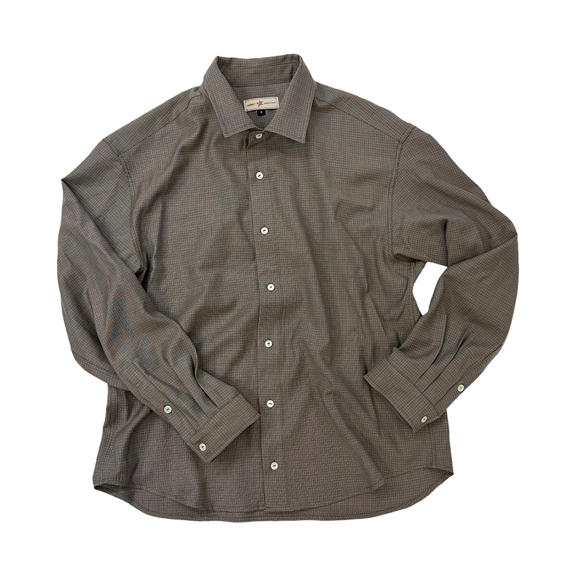 아오이로 재패니즈 크롭 체크 울 셔츠 - 사비 그레이(Aoiro Japanese Cropped Checked Wool Shirt – Sabi Grey)