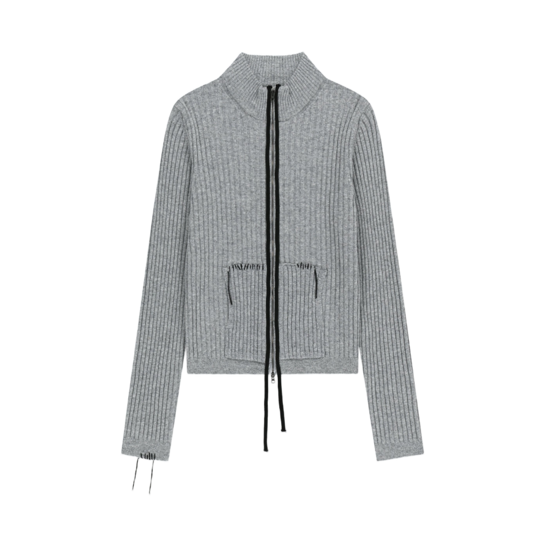 MK269OCD040MGY (W) Matin Kim Hand Stitch Slim Fit Knit Zip Up In Grey