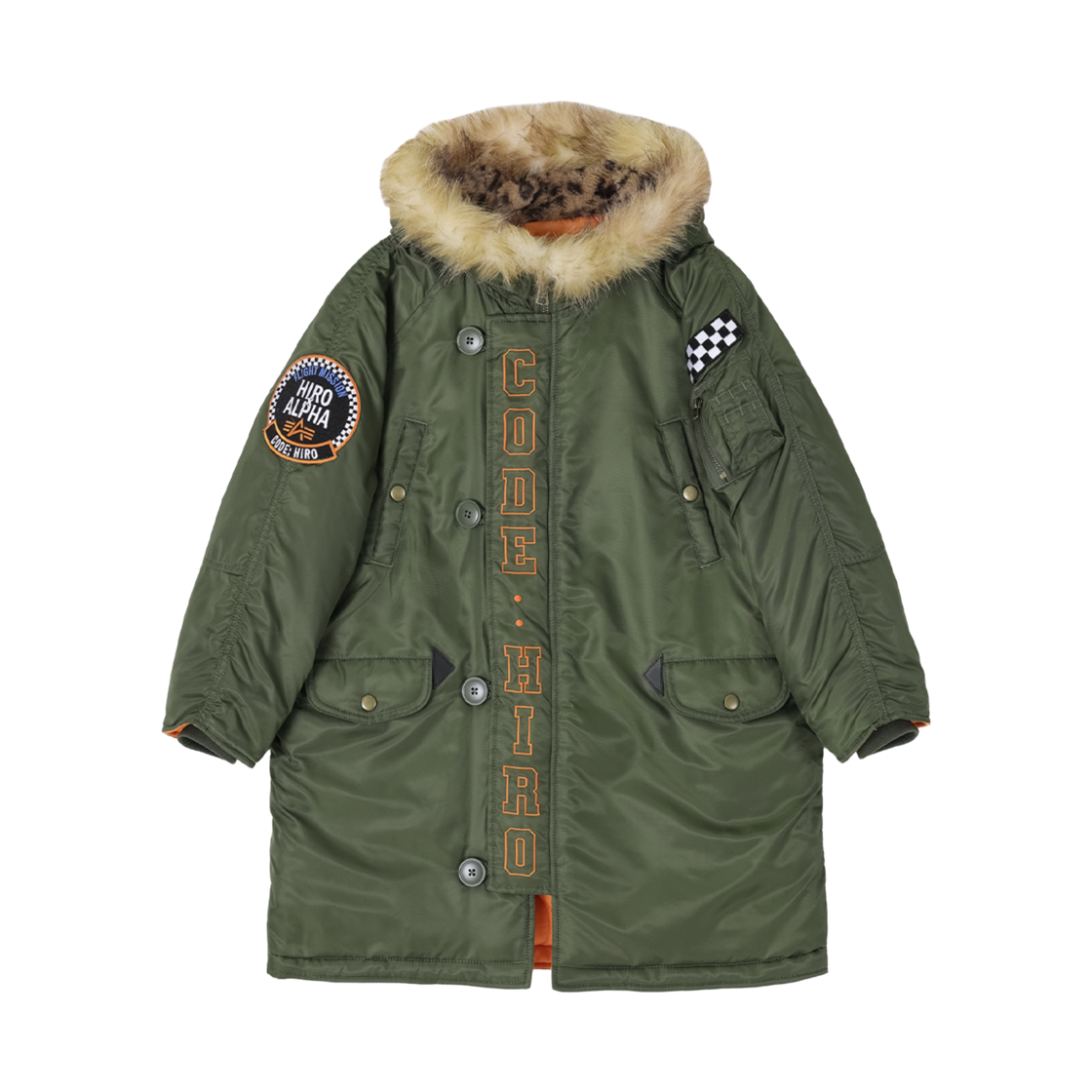 (키즈) 히로 x 알파 인더스트리즈 유스 N3B 파카 카키((Kids) Hiro x Alpha Industries Youth N3B Parka Khaki) - 1