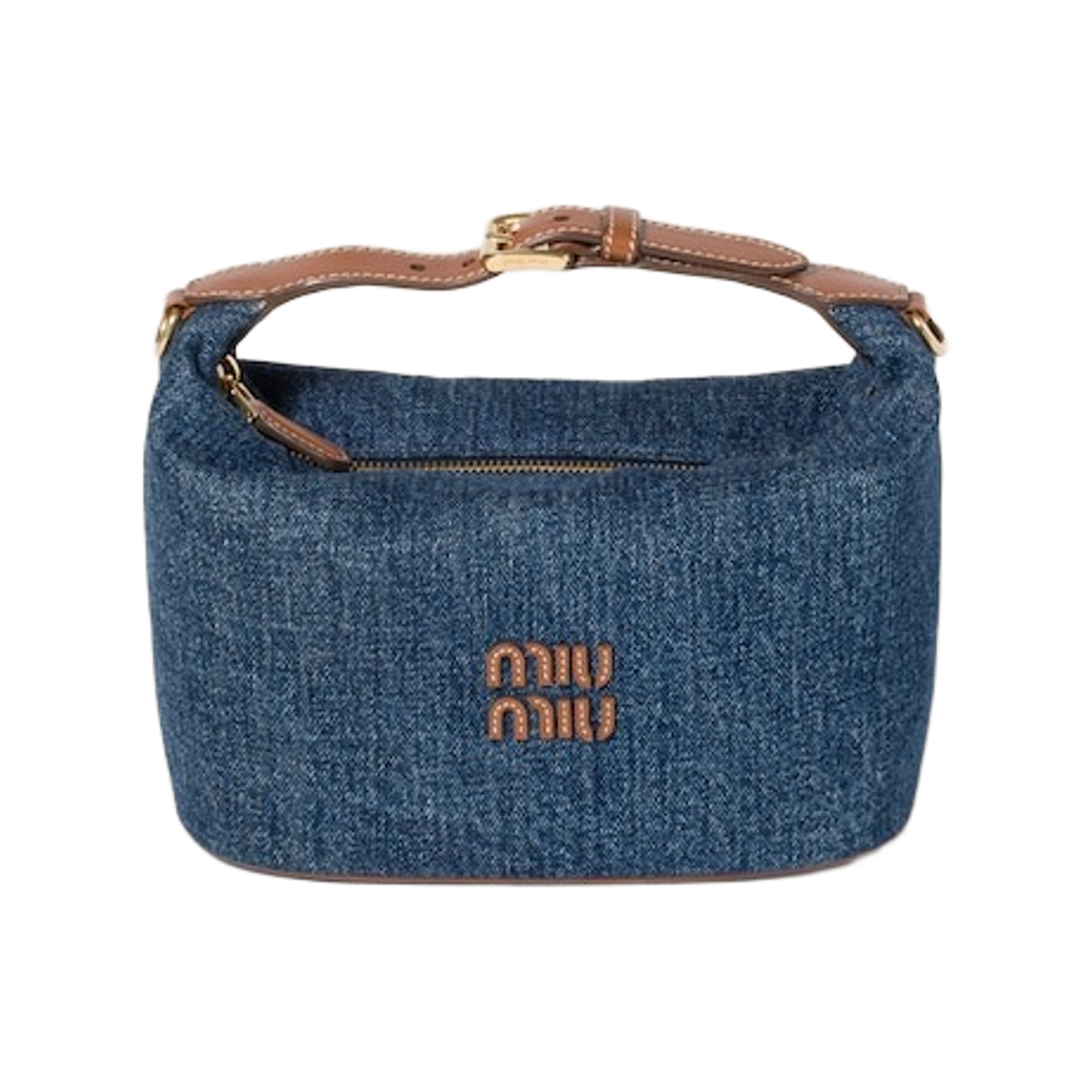 5NE031-2ZS8-F0S30 Miu Miu Denim Pouch Blue Brandy