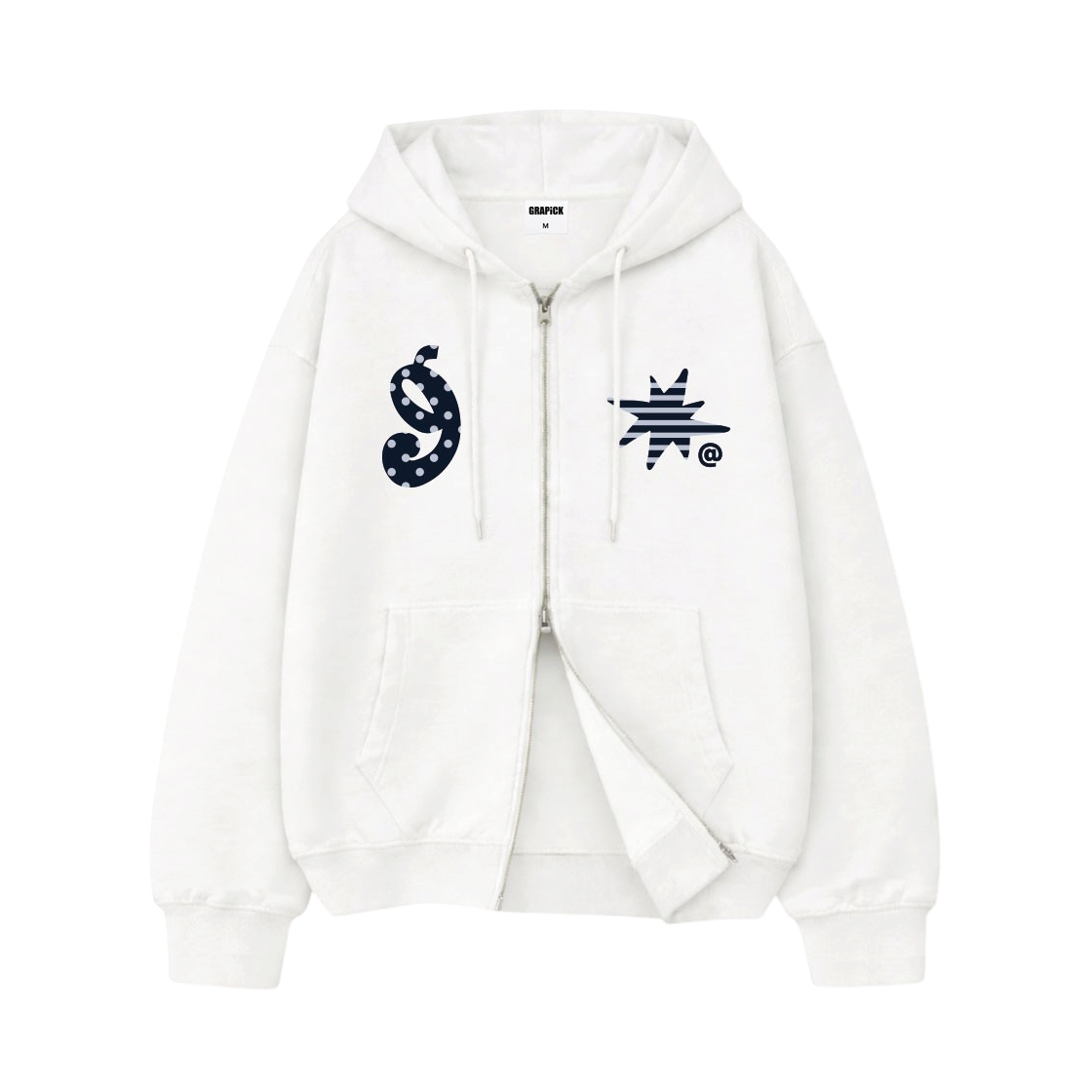 GRPH_6002_White GRAPICK Scoby 2WAY Oversized-fit Hooded Zip-Up 4 Color [GRPH_6002]_White