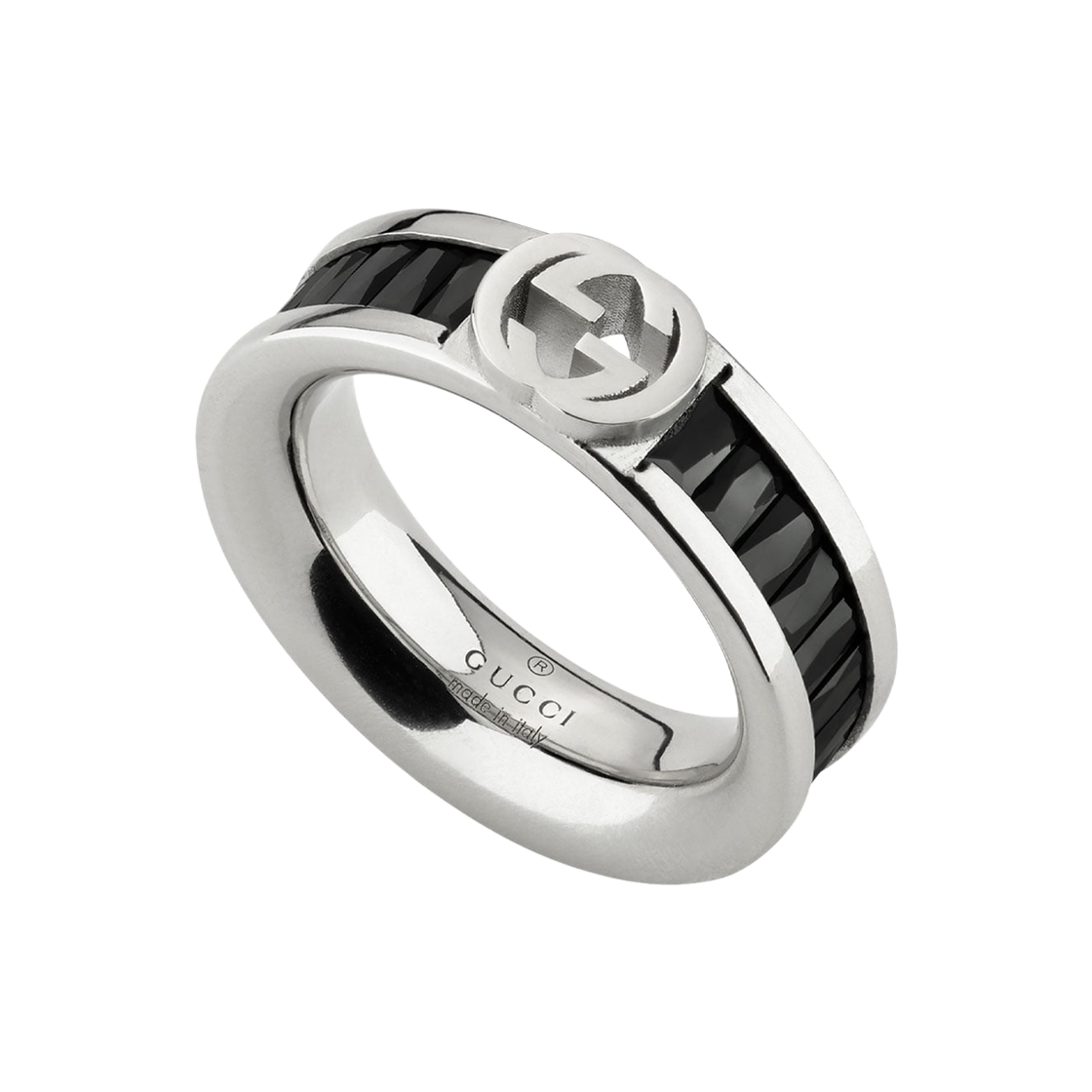 876224-J8420-8175 Gucci Interlocking Crystal Ring Sterling Silver