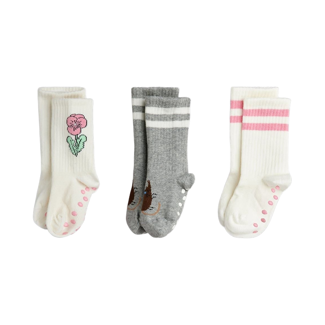 (키즈) 미니 로디니 엘리펀트 안티 슬립 삭스 멀티 (3개입)((Kids) Mini Rodini Elephant Anti Slip Socks Multi (3 Pack))