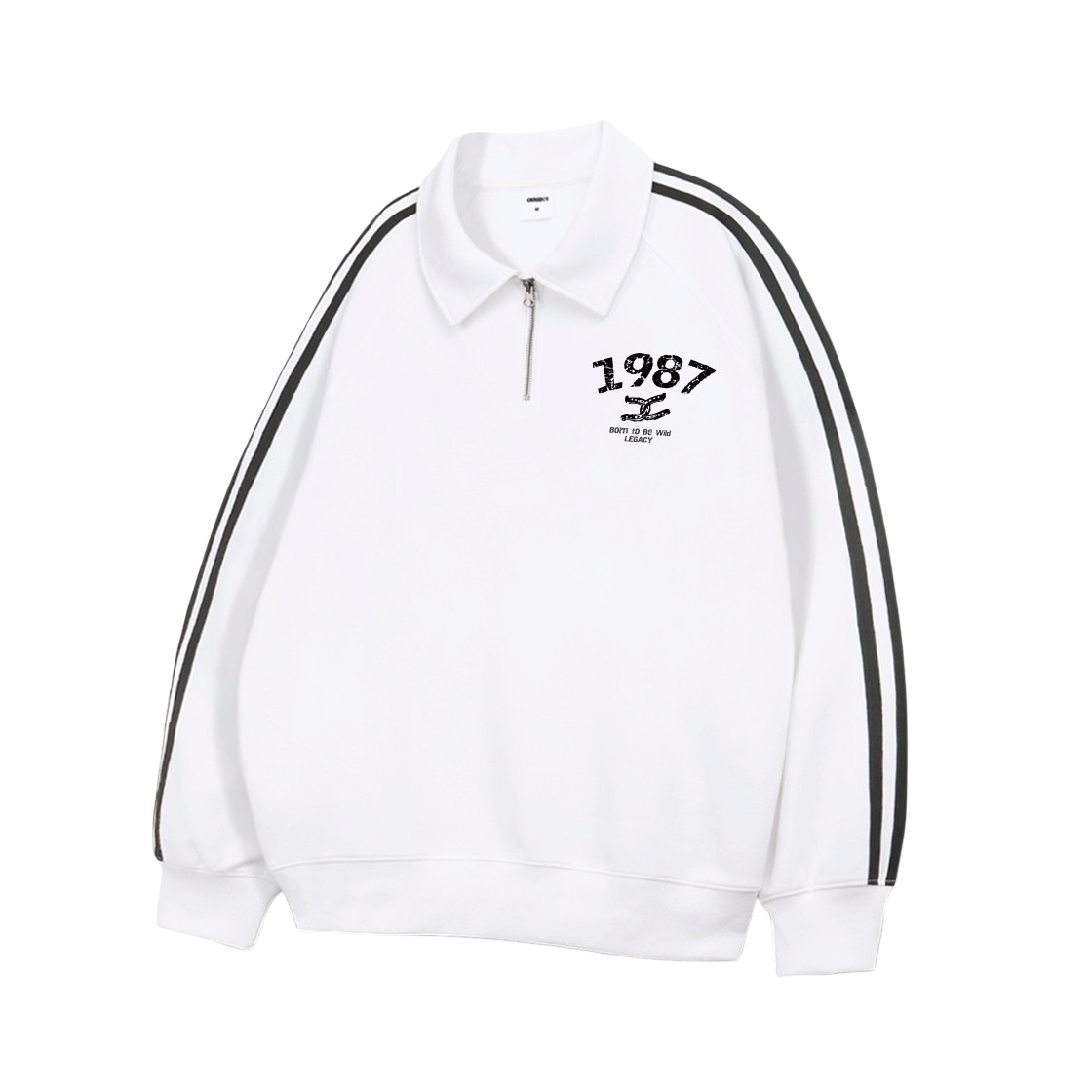 CRDM_4004_White CROSSDOT 1987 Wild Oversized fit track collar half zip-up sweatshirt 2 Color [CRDM_4004]_White