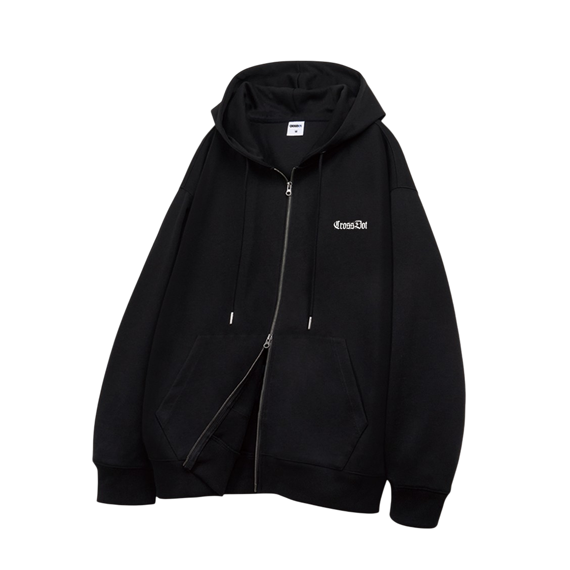 CRDH_4004_Black CROSSDOT FrameDot2-WayOversizedHoodieZip-Up 4 Color  [CRDH_4004]_Black