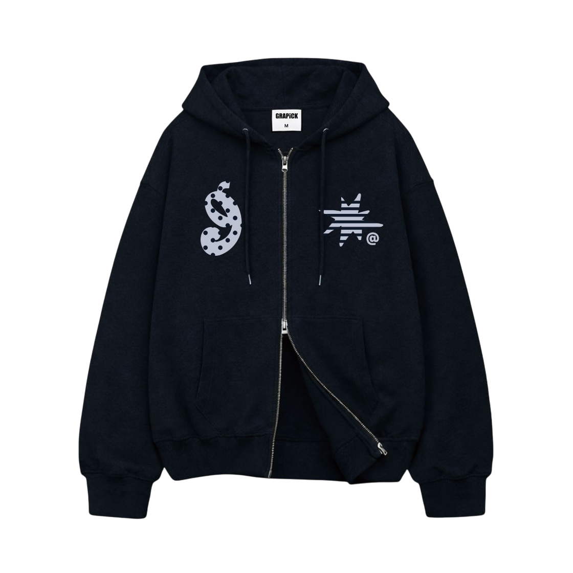 GRPH_6002_Navy GRAPICK Scoby 2WAY Oversized-fit Hooded Zip-Up 4 Color [GRPH_6002]_Navy