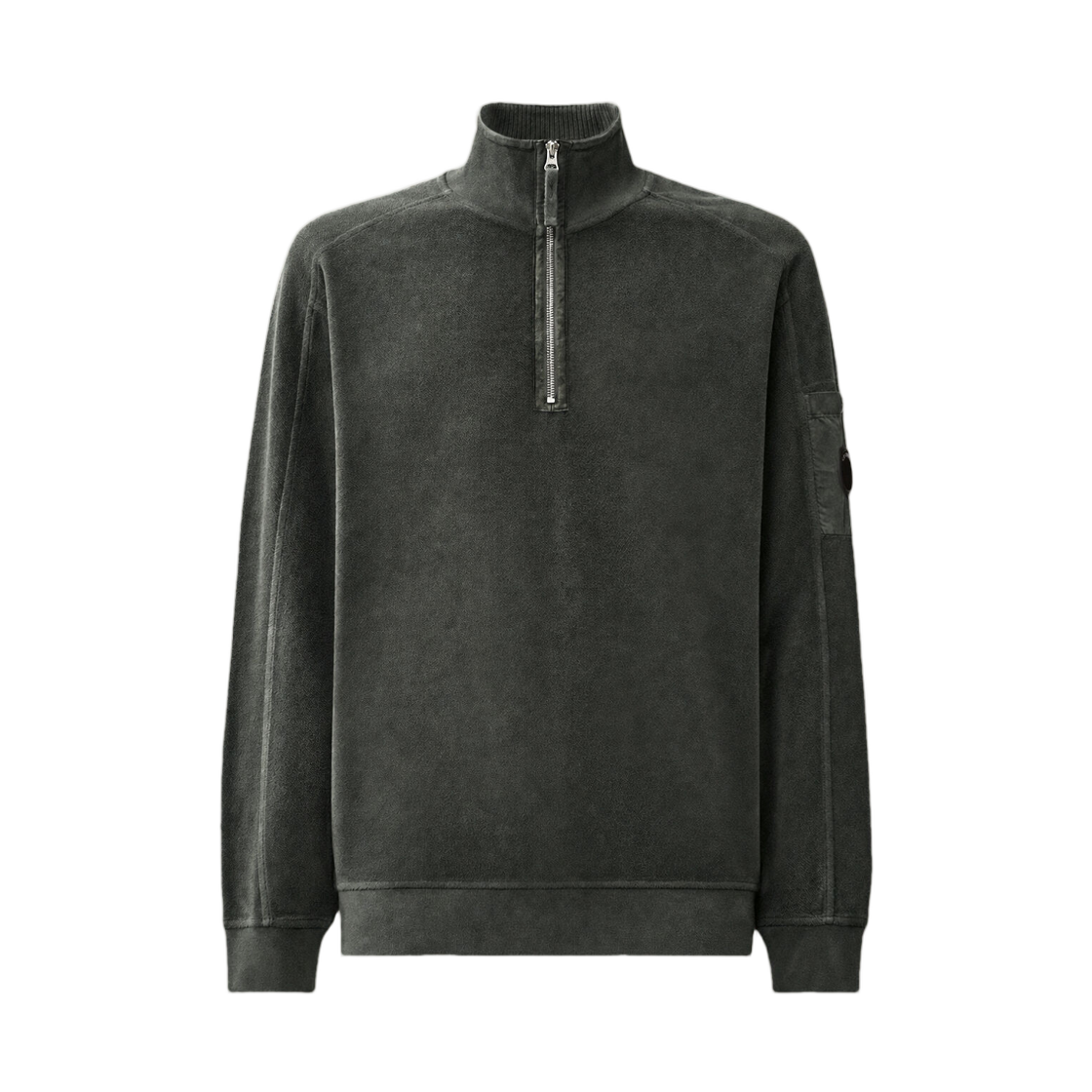 21CMSS189A006614G985 C.P. Company Brushed Emerized Diagonal Fleece Half Zip Lens Sweatshirt Raven Grey - 26FW