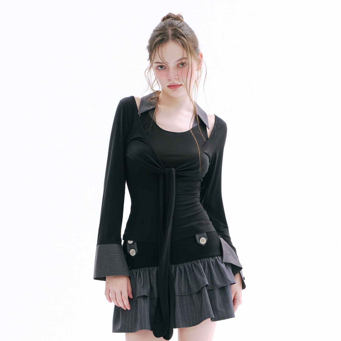 아크메서드 엘렌 레이어드 볼레로 세트 - 그레이(ARCMETHOD Ellen Layered Bolero Set - Gray) - 5