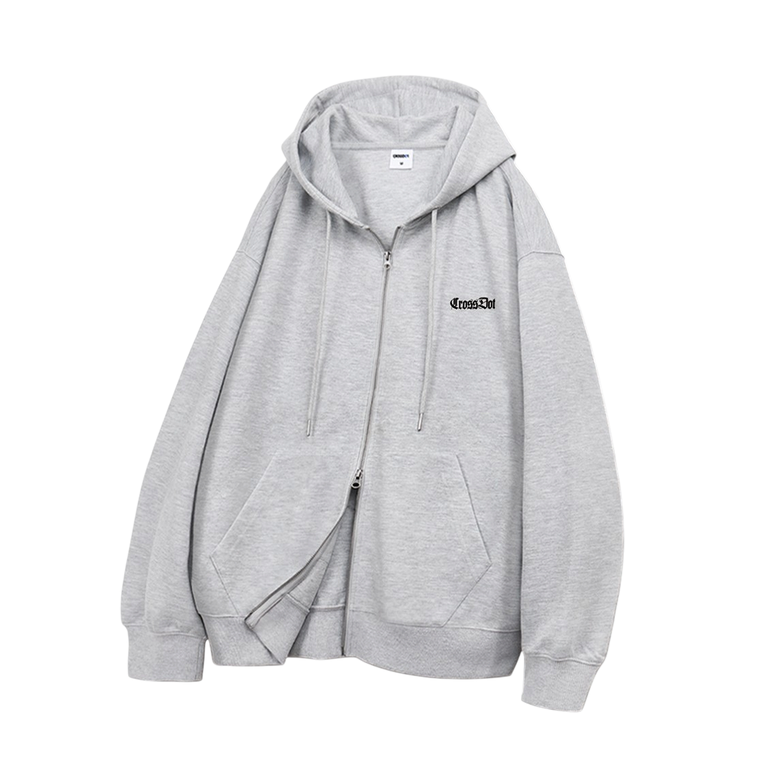 CRDH_4004_Gray CROSSDOT FrameDot2-WayOversizedHoodieZip-Up 4 Color  [CRDH_4004]_Gray