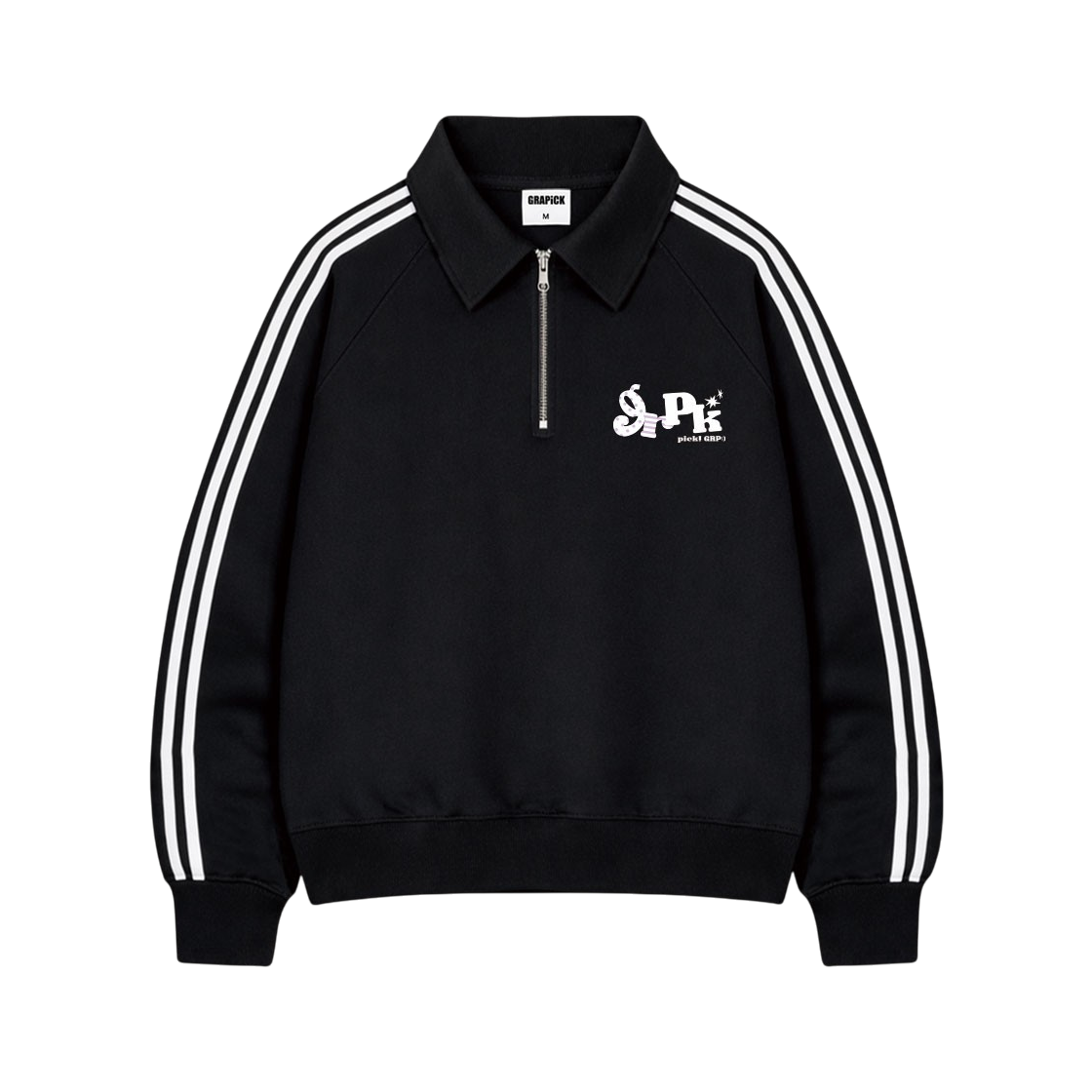 GRPM_7005_Black GRAPICK Picky dot Oversized fit track collar half zip-up sweatshirt 2 Color [GRPM_7005]_Black
