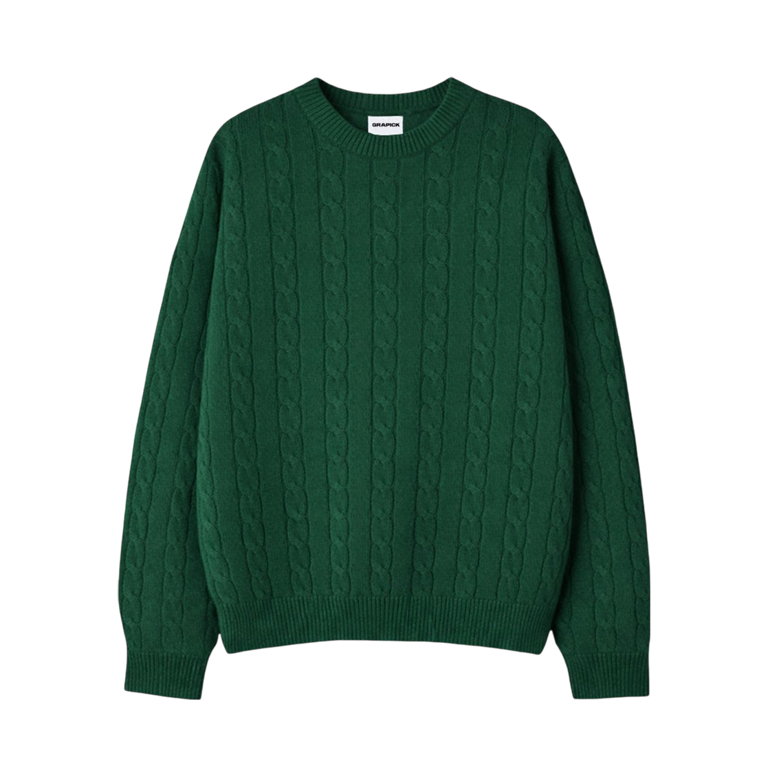 GRPK_6001_Green GRAPICK Mithrin Round neck twisted cable knitwear 5 Color [GRPK_6001]_Green