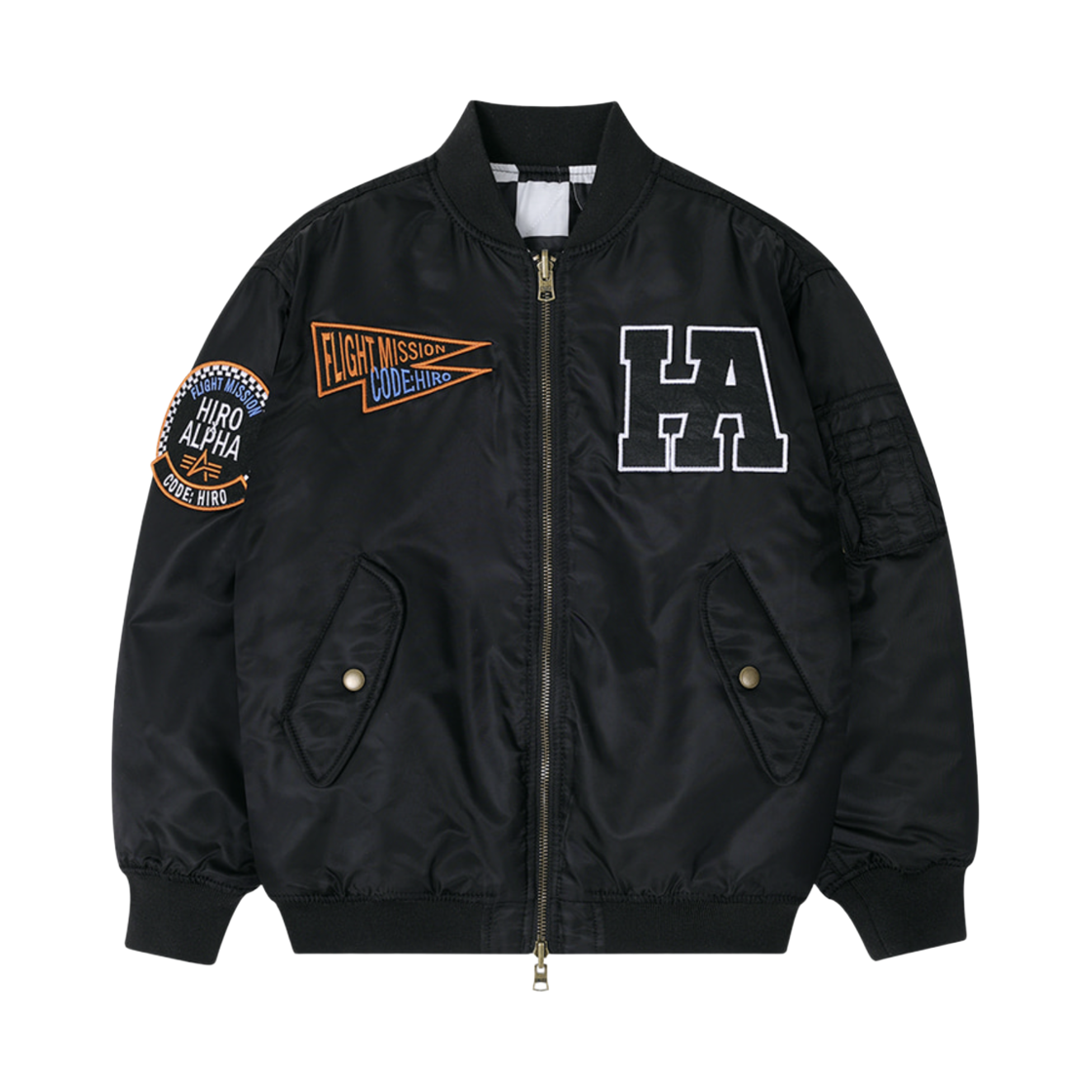 (키즈) 히로 x 알파 인더스트리즈 유스 리버서블 MA-1 블랙((Kids) Hiro x Alpha Industries Youth Reversible MA-1 Black) - 1