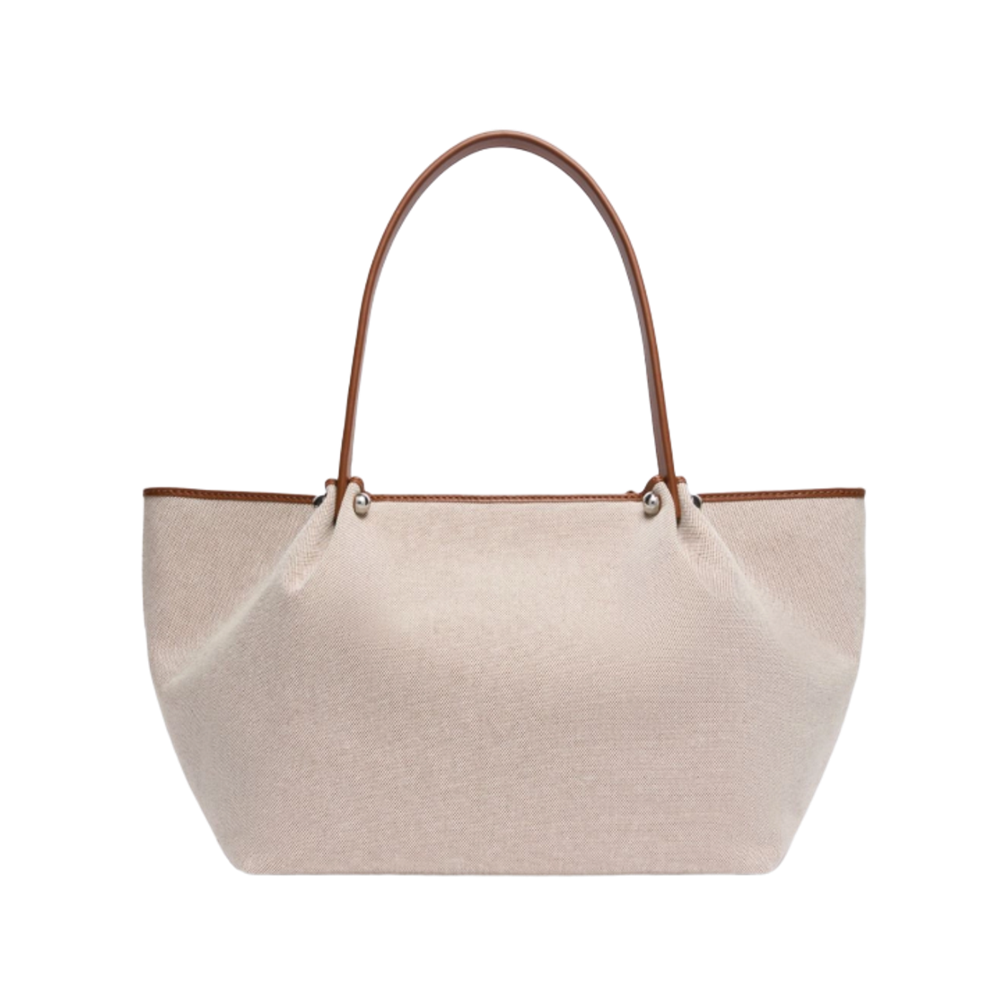 위켄드 막스마라 게토 플레인 위브 패브릭 앤 레더 쇼핑 백 토바코(Weekend Max Mara Getto Plain Weave Fabric and Leather Shopping Bag Tobacco) - 2
