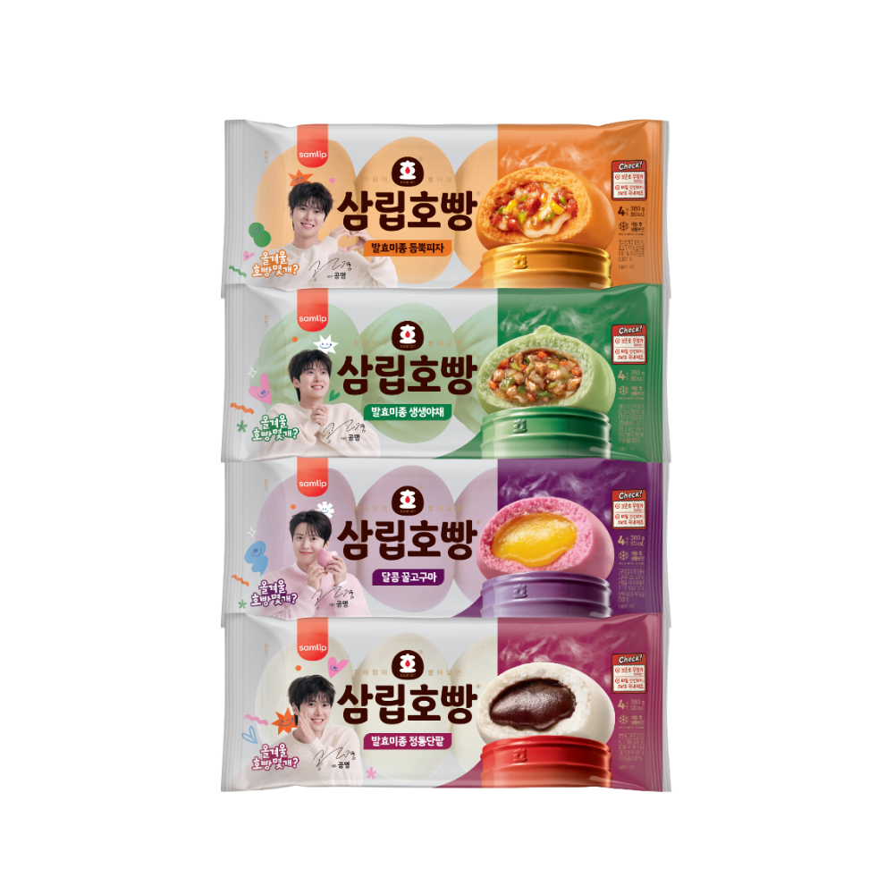 - Samlip Steamed Bun Fermented Rice Flour 4-piece Pack, 4 Bags (Red Bean / Vegetable / Pizza / Honey Sweet Potato)