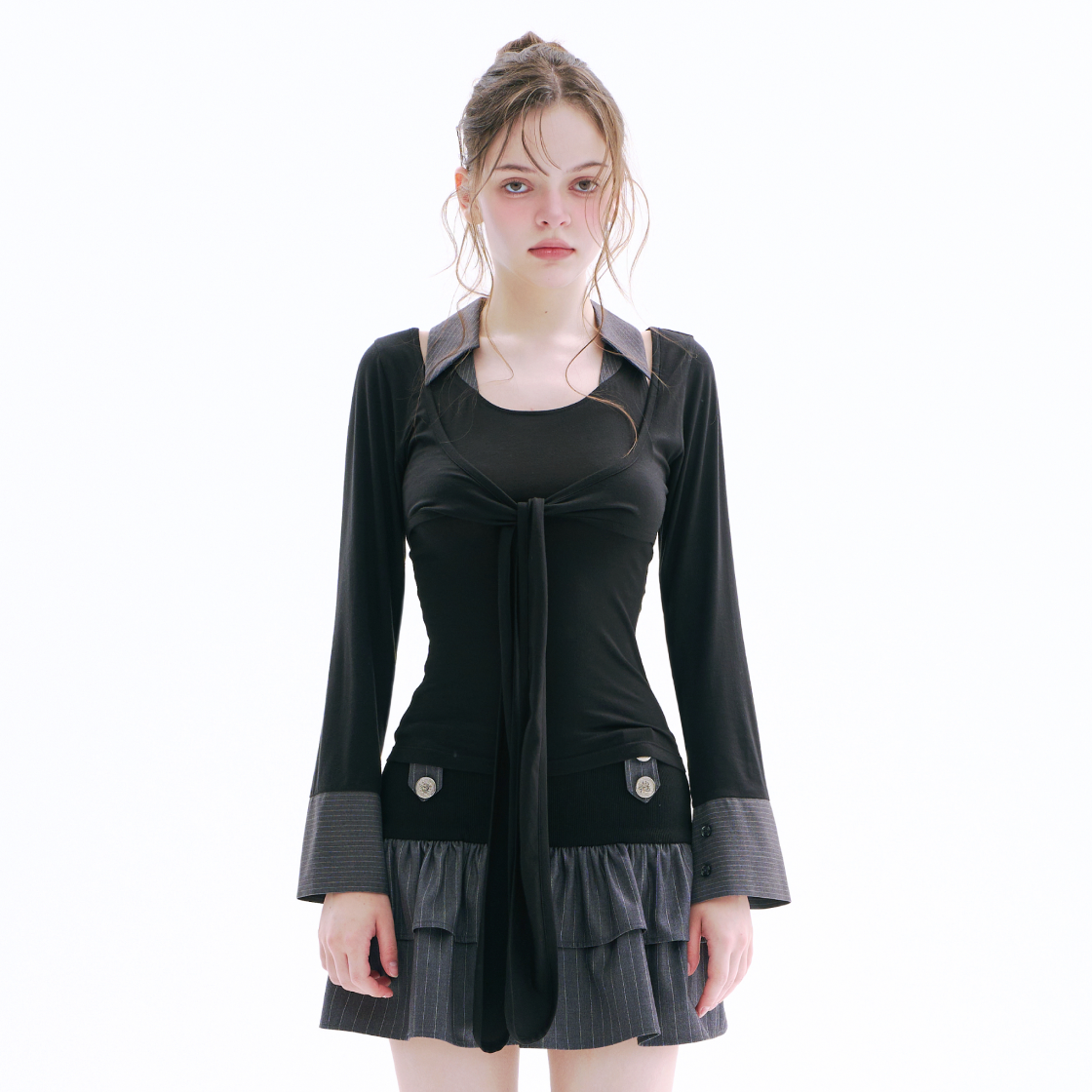 아크메서드 엘렌 레이어드 볼레로 세트 - 그레이(ARCMETHOD Ellen Layered Bolero Set - Gray) - 4