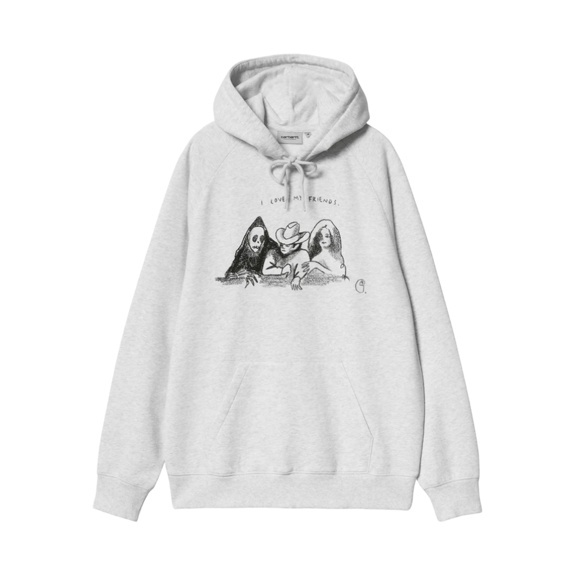 CA24FWSWHO02498001 Carhartt WIP Hooded Pepe Friends Sweatshirt Ash Heather Black