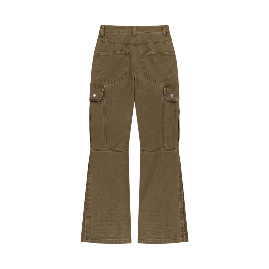 (W) 마뗑킴 멀티 후크 부츠컷 카고 팬츠 카키((W) Matin Kim Multi Hook Bootcut Cargo Pants In Khaki) - 2