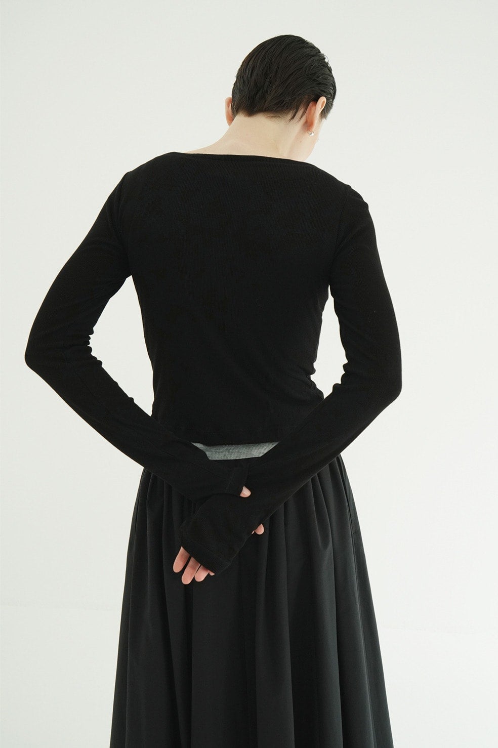 클라네 커브드 넥 레이어드 세트 탑(CLANE Curved Neck Layered Set Tops) - 5