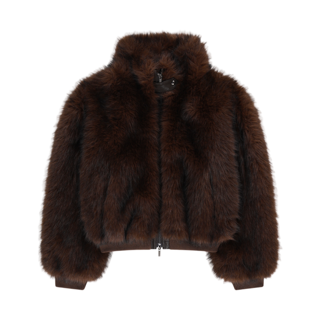 MK269OFU004MBR (W) Matin Kim Tab Detail Fur Jumper In Brown
