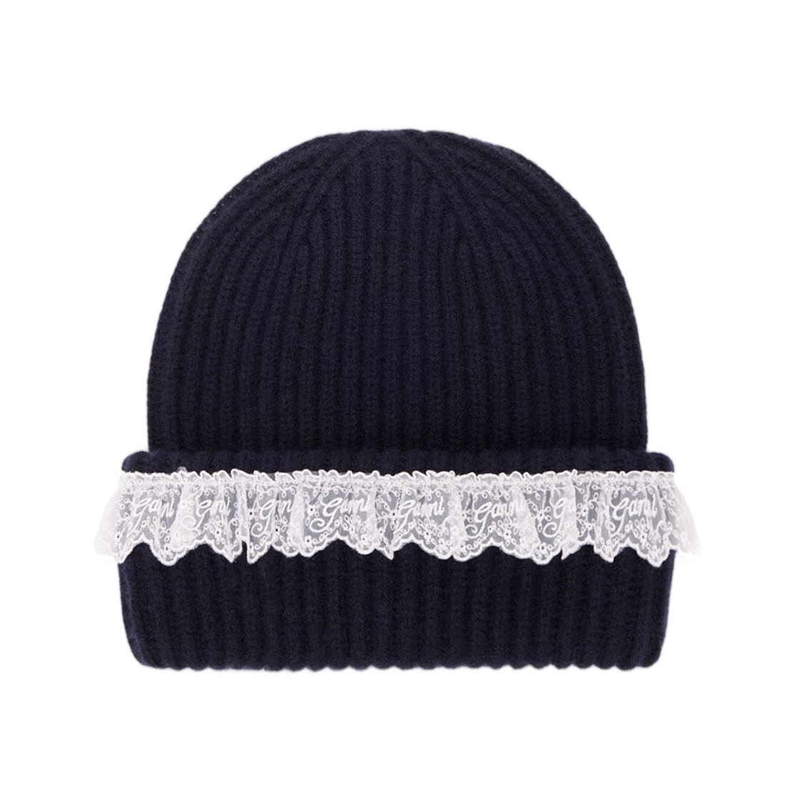 B3020240-683 Ganni Beanie in Lace Wool Sky Captain