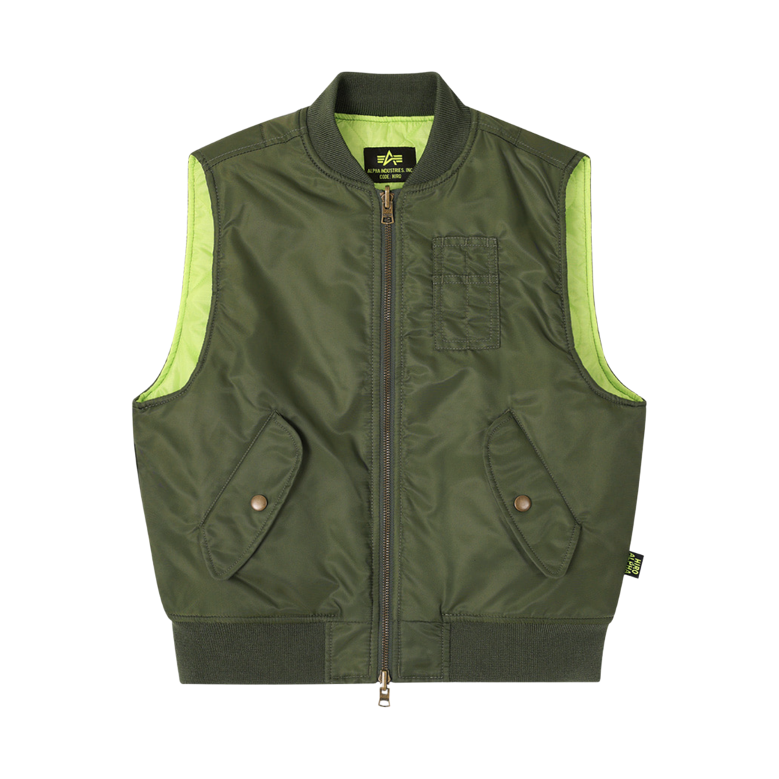 (키즈) 히로 x 알파 인더스트리즈 유스 리버서블 베스트 카키((Kids) Hiro x Alpha Industries Youth Reversible Vest Khaki) - 1
