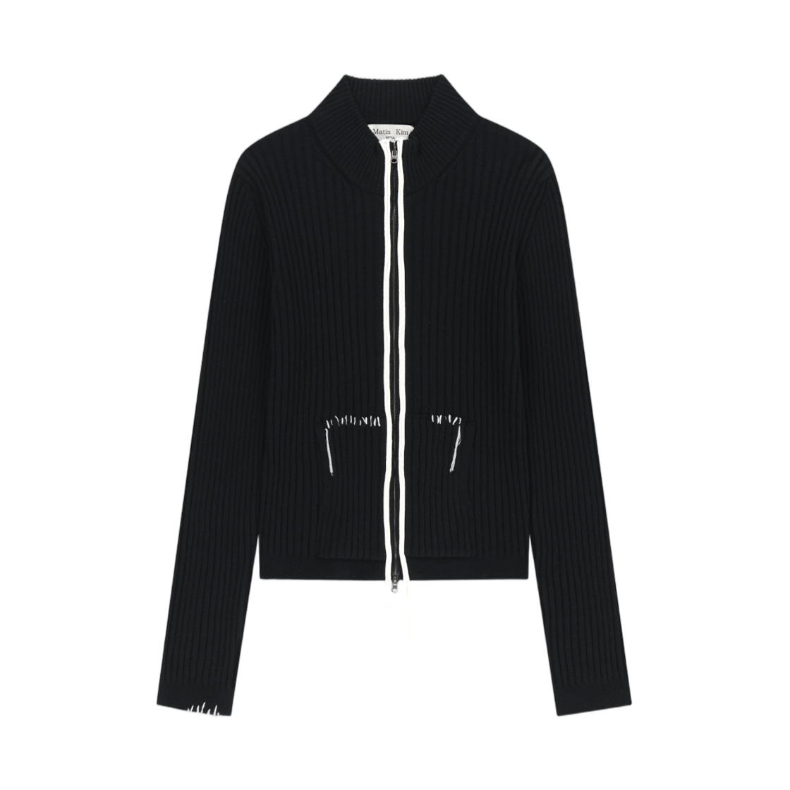 MK269OCD040MBB (W) Matin Kim Hand Stitch Slim Fit Knit Zip Up In Black