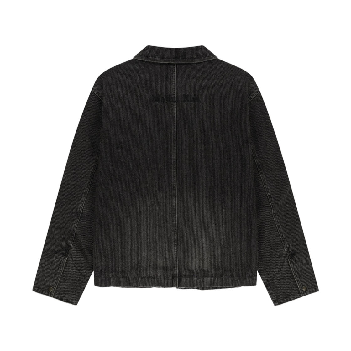 마뗑킴 워시드 립 데님 집업 점퍼 다크 그레이(Matin Kim Washed Rib Denim Zip Up Jumper In Dark Grey) - 2