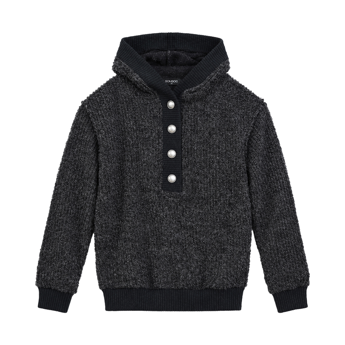 SC2603KN02CH SOMSOC Mure Button-Up Knit Hoodie Charcoal