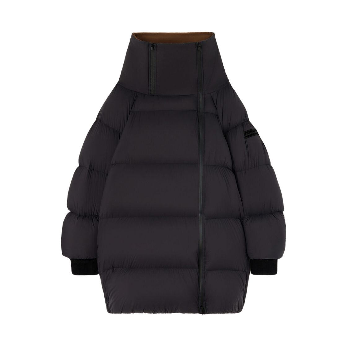 (W) 가니 맥시 푸퍼 블랙 퓨처 나일론 팬텀((W) Ganni Maxi Puffer in Black Future Nylon Phantom)