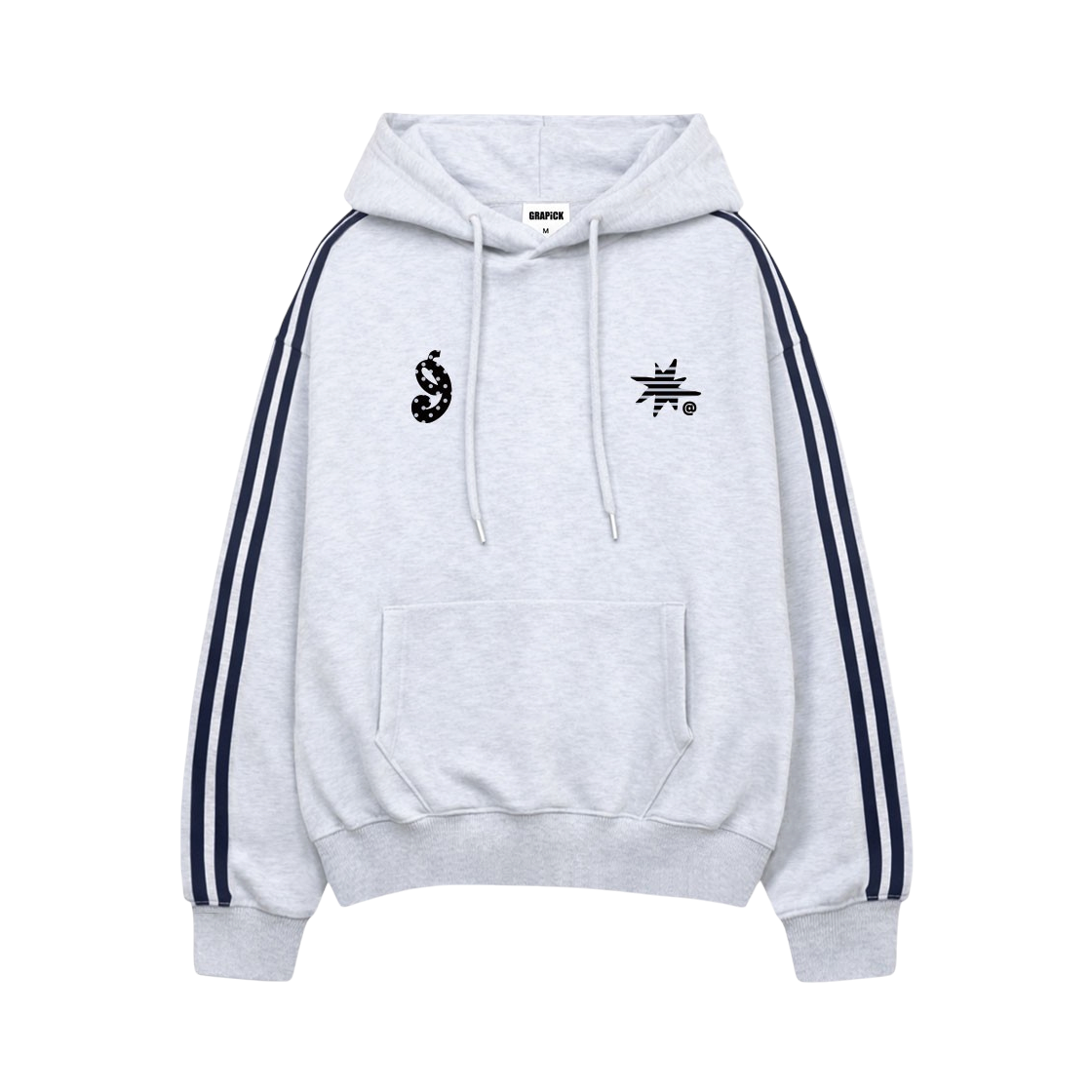GRPI_7003_White Melange GRAPICK Dove Oversized-fit track Oversized-fit hooded T-shirt 4 Color [GRPI_7003]_White Melange