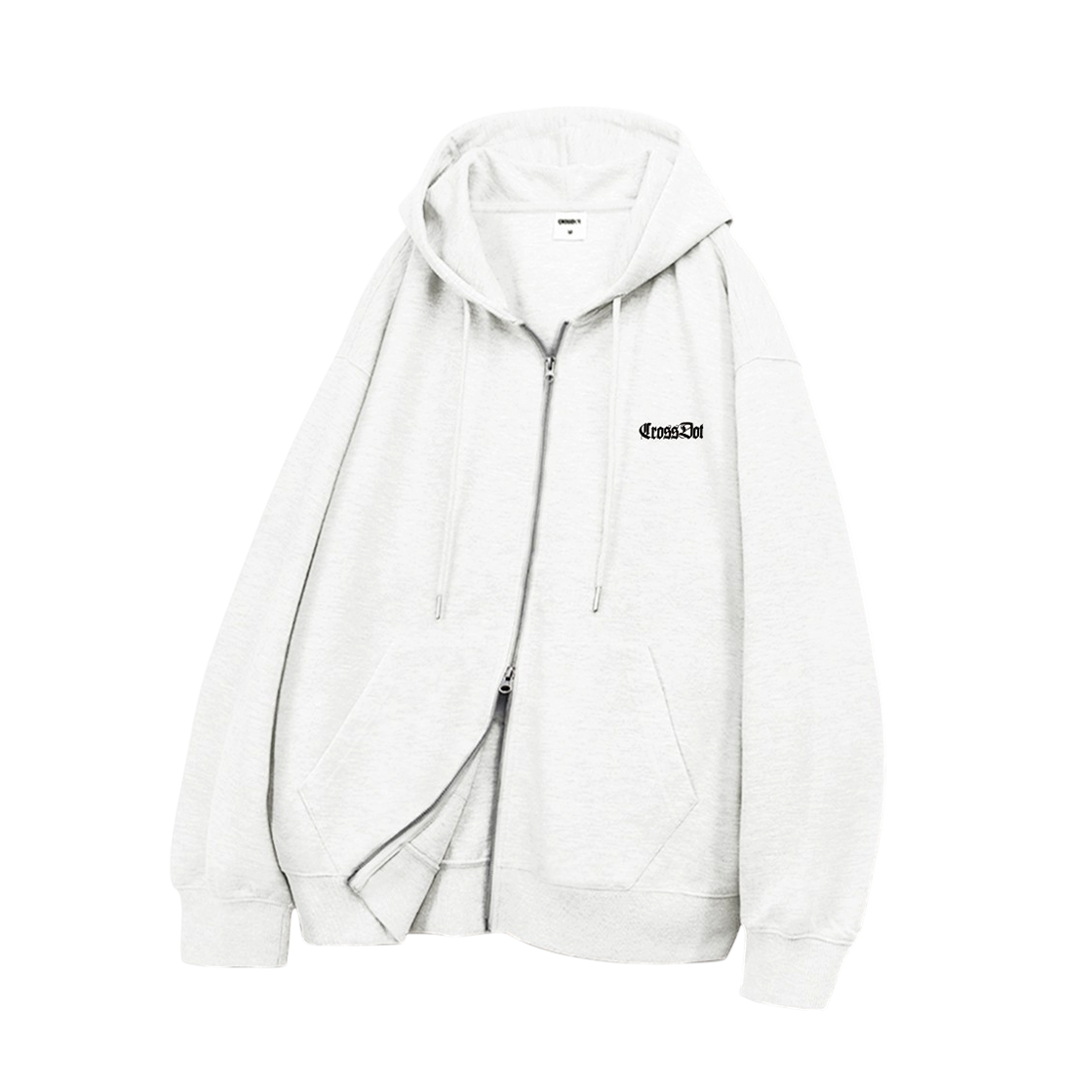 CRDH_4004_White CROSSDOT FrameDot2-WayOversizedHoodieZip-Up 4 Color  [CRDH_4004]_White