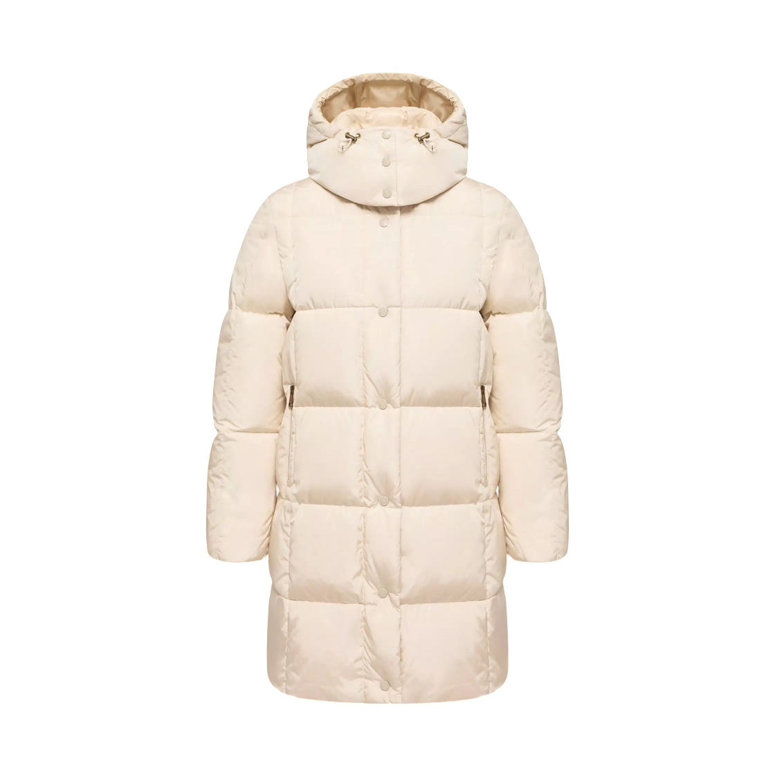L2-093-1C00012-539ZD-201 (W) Moncler Litte Square Quilted Hooded Long Down Jacket White Ivory - 26FW